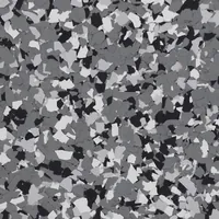 Wombat flake sample with dark gray, mid gray, white and black chips
