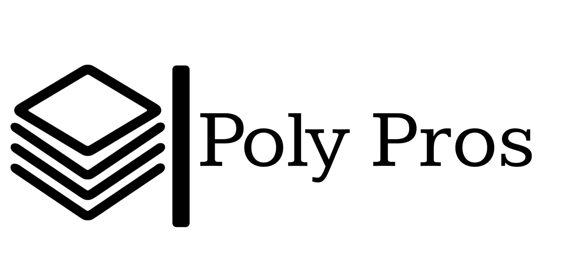 A black and white image of the logo for poly pro.