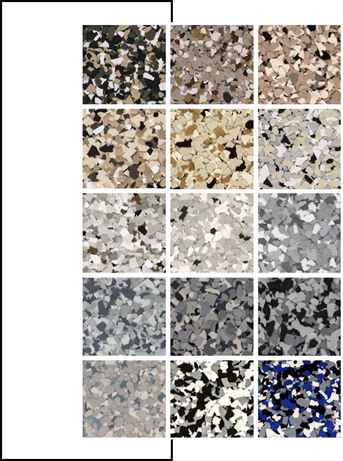 A series of different colors and shapes of terrazzo.